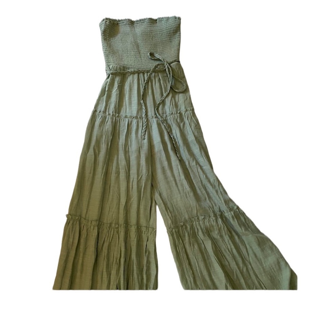 NWT Sage Green Strapless Jumpsuit